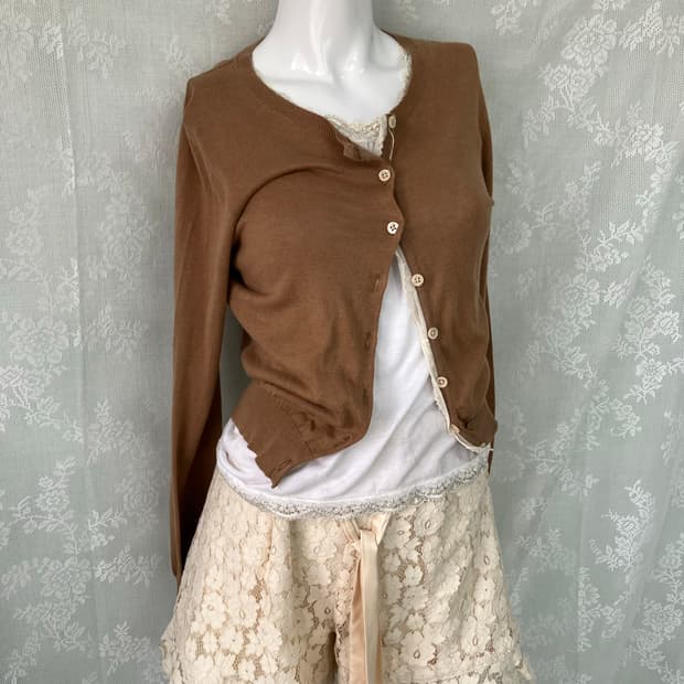 빈티지 브라운 레이스 가디건 1124 모리걸 y2k 스트릿 갸루 펑키 일