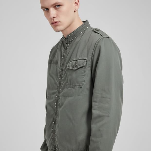 일본 TTU 스터드 목화털 안감 워크 집업 자켓