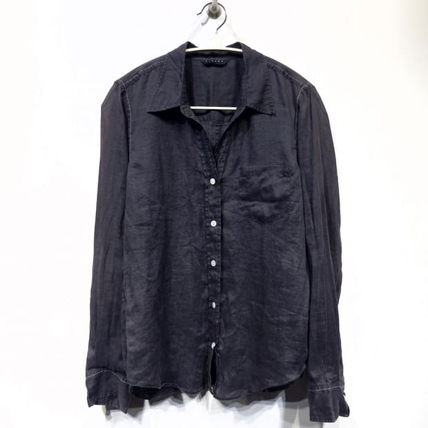 SISLEY 시슬리 린넨 100% 셔츠 차콜