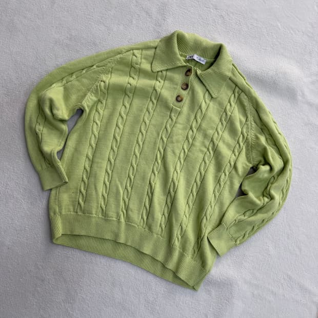 L 자라 케이블 카라 니트 스웨터 0327T