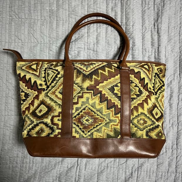 L.L Bean 엘엘빈 에스닉 패턴 레더 토트백