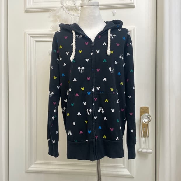 DISNEY black mickey pattern cotton hoodi