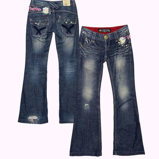 logo embroidery low-rise jean