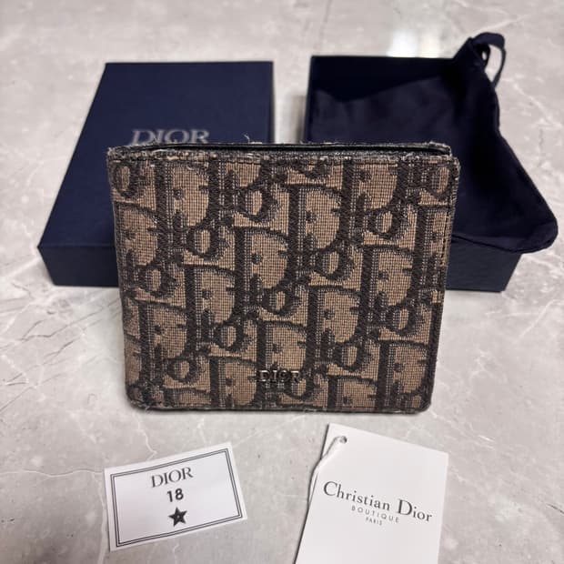 (정품) 디올 오블리크 반지갑