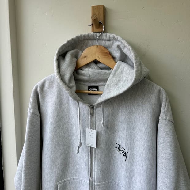 16242 - 스투시 베이직 애쉬 헤더 후드 집업