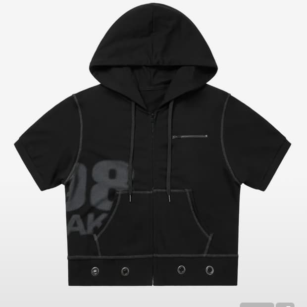 아캄 Hooded Eyelet Half Zip-Up (Black)