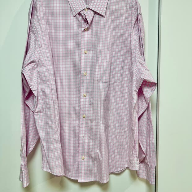 커클랜드 핑크 체크 긴팔 셔츠