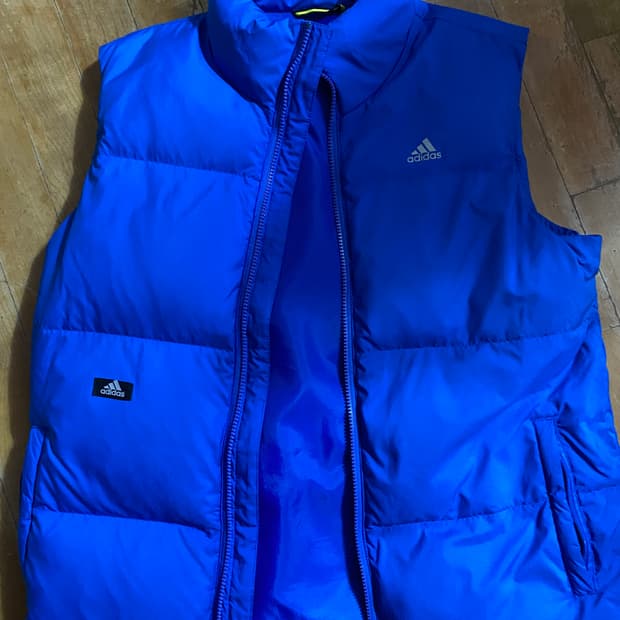 아디다스 블루 패딩 조끼 105(XL)
