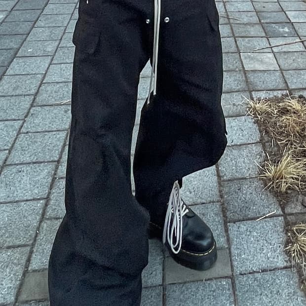 닥터마틴 x 릭 오웬스 1918 RO 레더 레이스 업 플랫폼 부츠 블랙 