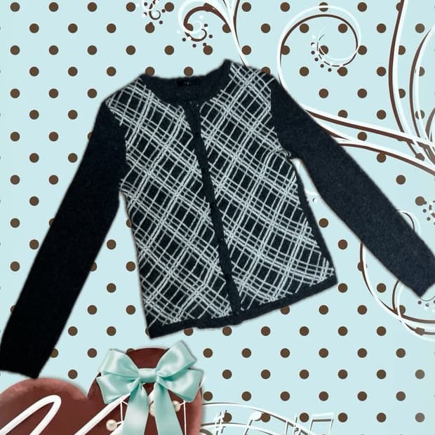 체크 패턴 가디건 블랙 갸루 로걀 긱시크 캐캐체 쿠로 y2k 공겜여주