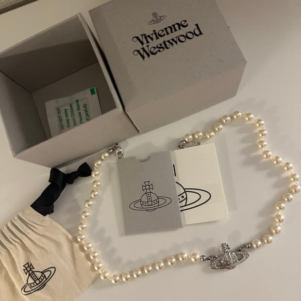 (풀박) 비비안웨스트우드 미니바스릴리프 진주 펄 초커 목걸이