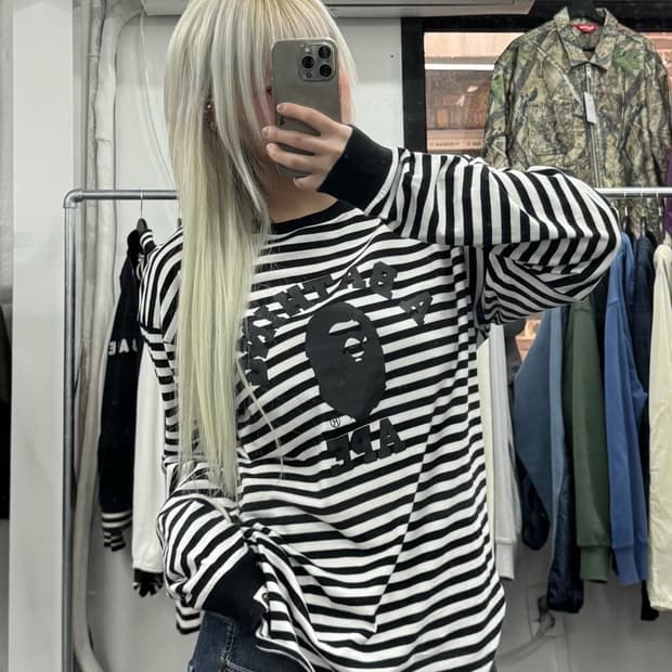 베이프 스트라이프 컬리지 롱슬리브