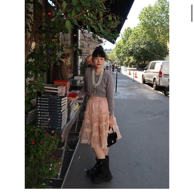 프레클 실크 오간자 스커트