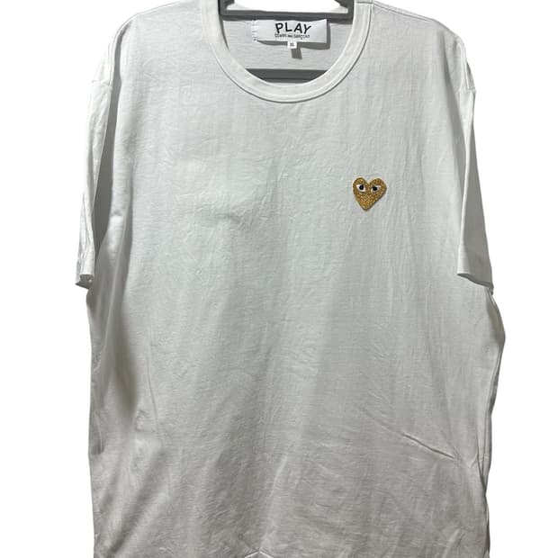 꼼데가르송 25ss 골드와펜 반팔 화이트 xl