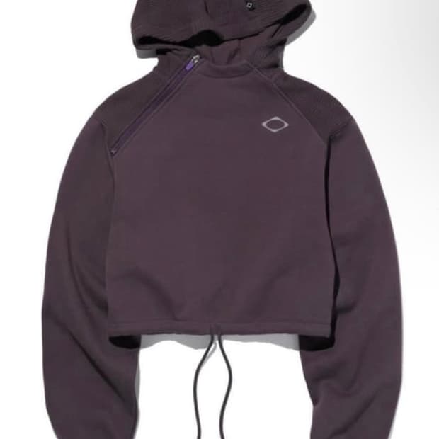 미스치프 크롭 사이드 집업 후드티