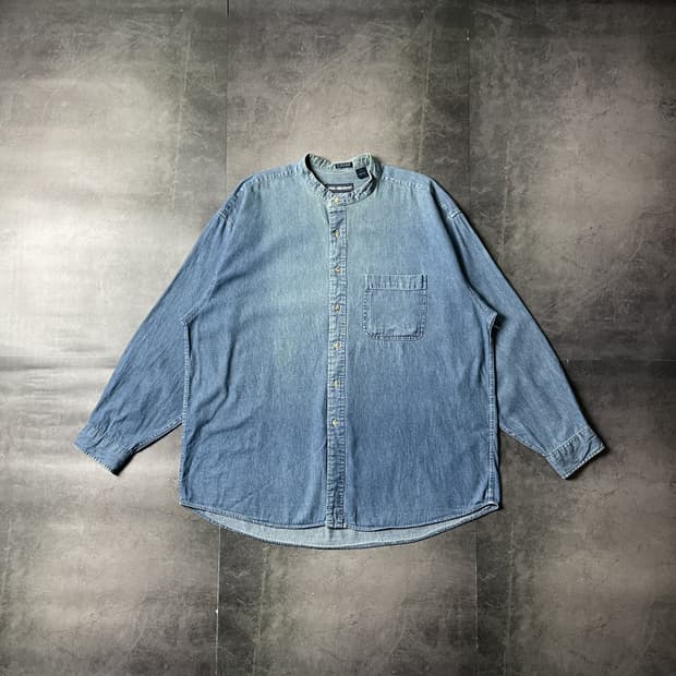 VANHEUSEN 빈티지 코튼 밴드카라 데님 셔츠 A00632
