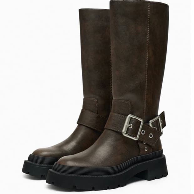 (240사이즈) 자라 웨스턴 가죽 부츠 브라운