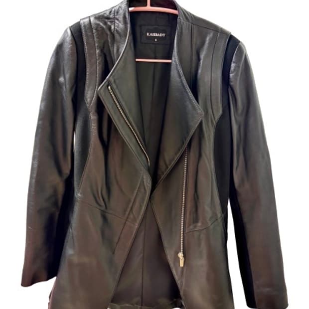 KASIBADY Panel mixed leather jacket