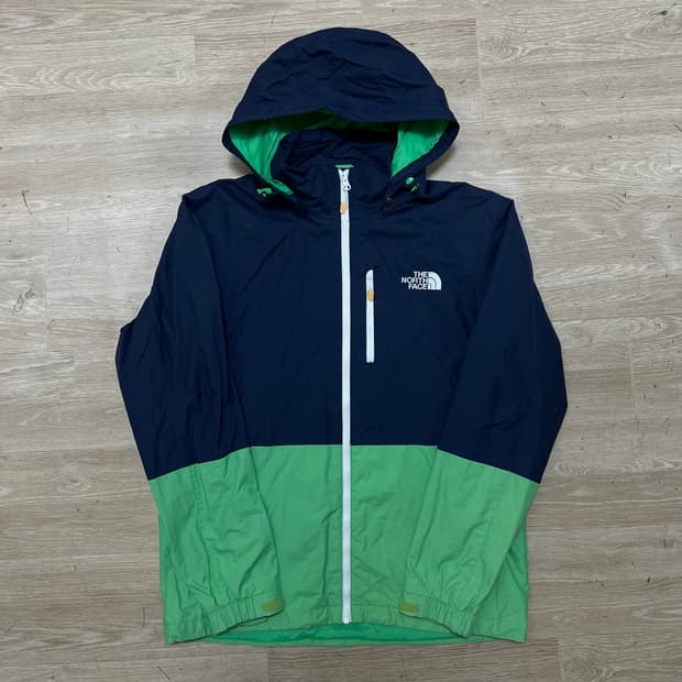 노스페이스 로고 투톤 배색 바람막이 후드자켓 [그린] M/95
