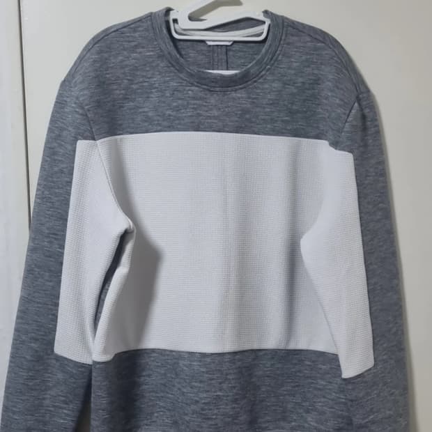 지오지아 배색 맨투맨 그레이 105