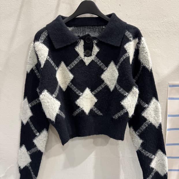 japan vintage 패턴 크롭니트