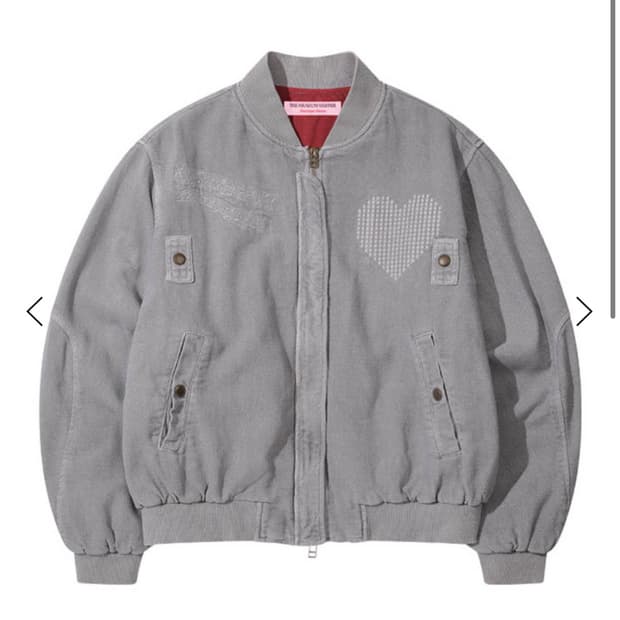 HEART EMBROIDERY WASHED JACKET (LIGHT P