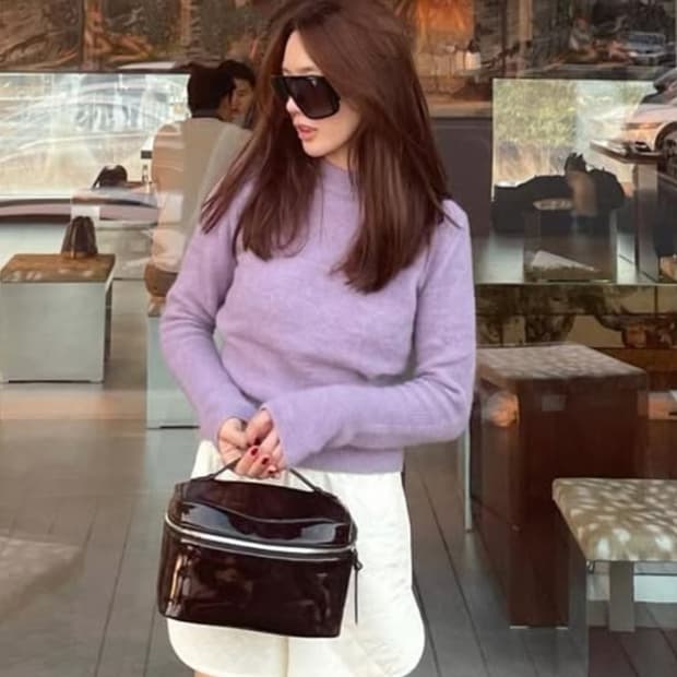 비클라(becla) 퍼플 베이비알파카 울 니트 프리사이즈 새상품