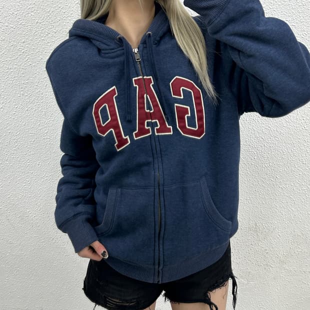 갭 센터로고 네이비 후드집업 M