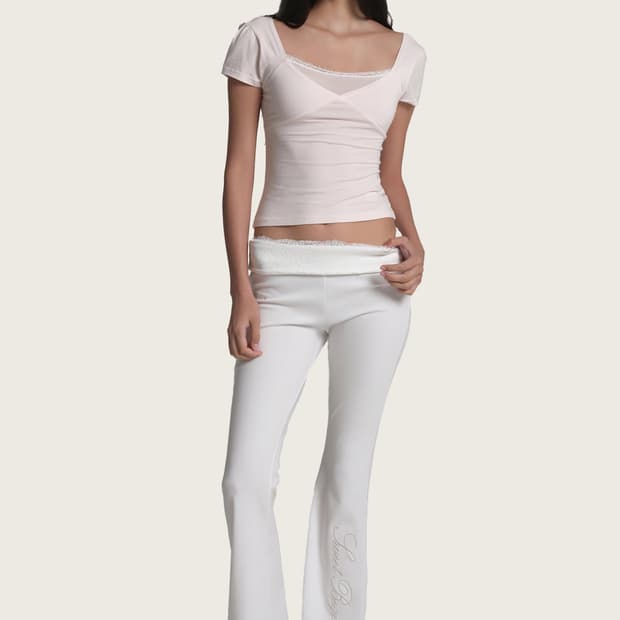 Kleesier Lace tea bootscut pants white
