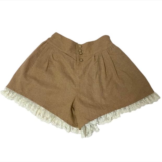 히메갸루 베이지 레이스 큐롯 팬츠 (밴딩)