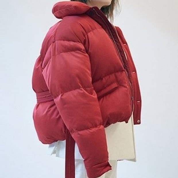 S 누마레 아바 벨티드 숏 덕다운 오리털 레드 패딩