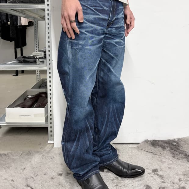 글램 크랙 워시드 데님 팬츠