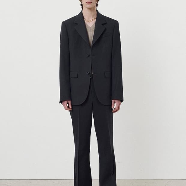 (M) 토니웩 울 트윌 싱글 브레스티드 테일러드 블레이저 카본 그레이