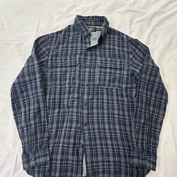 RRL 인디고 스트라이프 더블페이스 체크 셔츠 M