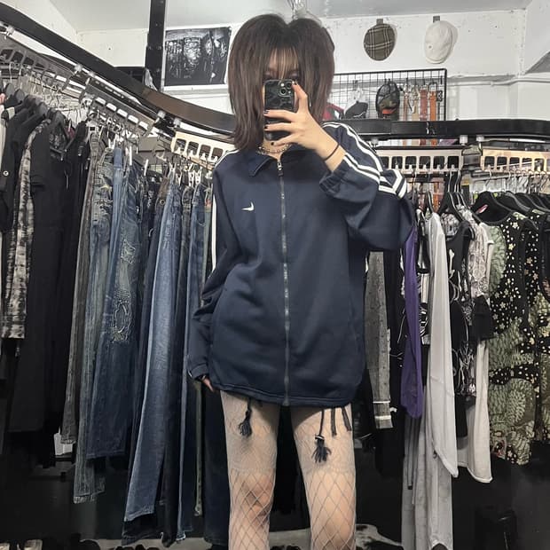 나이키 밑단 스트링 네이비 져지