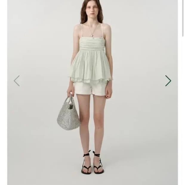 더바넷 민트 블라우스 슬리브리스탑