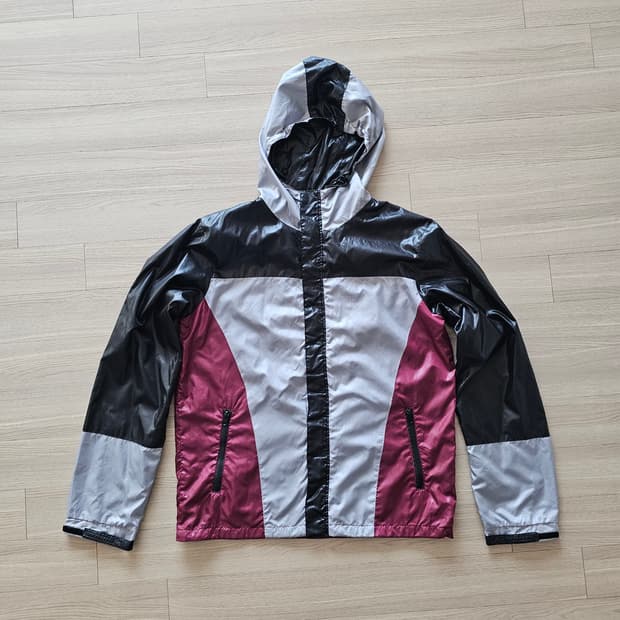 L 라이더 나일론 바람막이 자켓 버건디 일본 빈티지 BROWNY