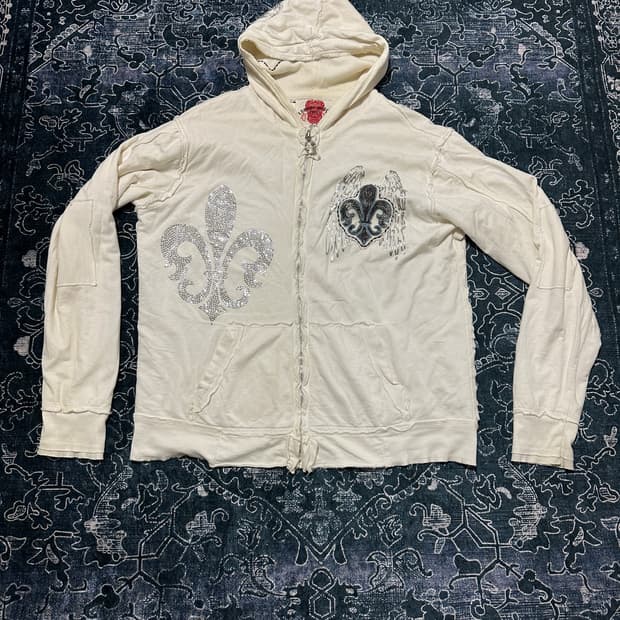 White punk rock hood zip up