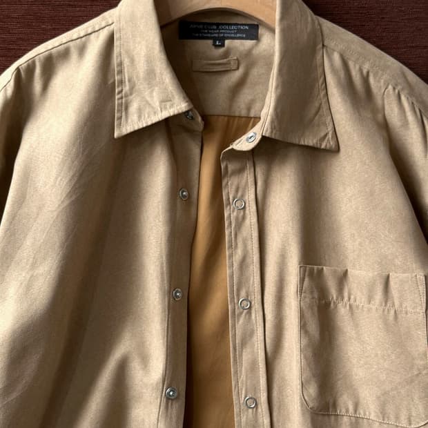Fake suede fabric L/S shirt