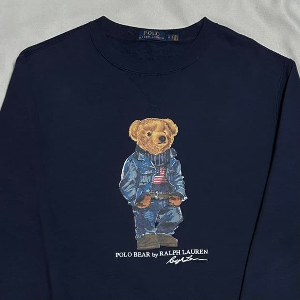 M 폴로랄프로렌 폴로베어 네이비 기모 맨투맨