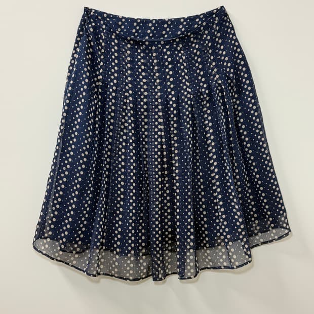네이비 도트 미디 스커트