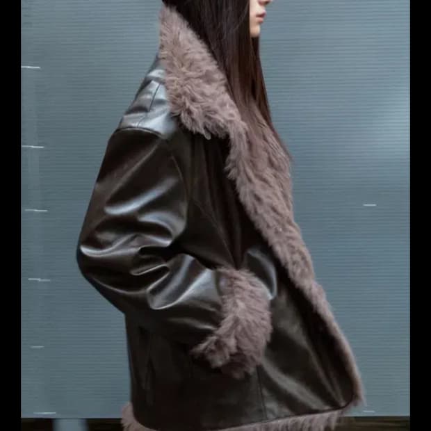 (구해요)아비에무아 퍼 포인티드 레더 자켓