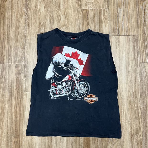 90s 할리 데이비슨 폴라베어 슬리브리스 티셔츠
