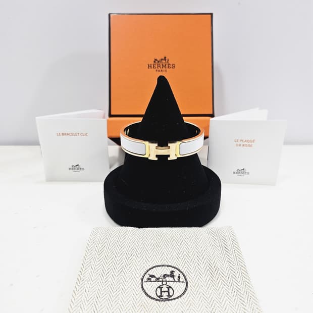 에르메스 클릭아슈 골드x블랑(화이트) PM