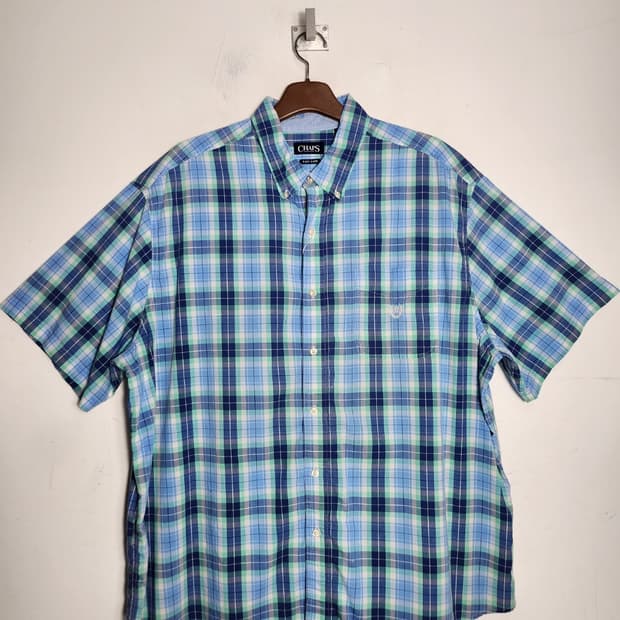 CHAPS 챕스 반팔 체크 셔츠