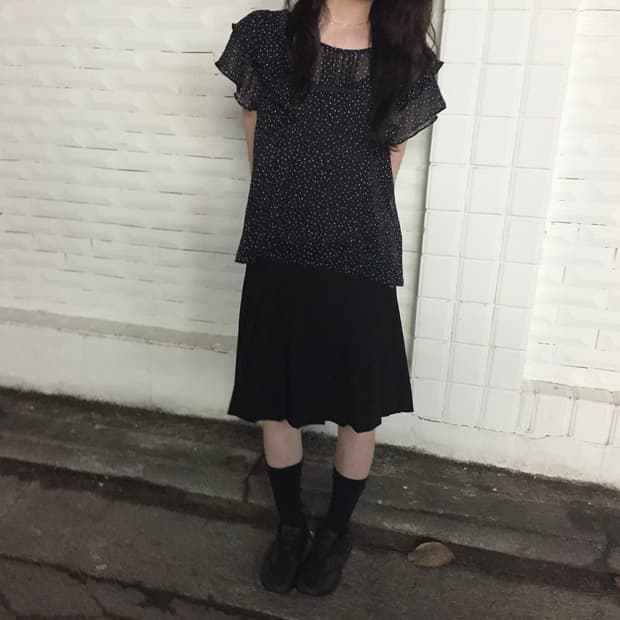 빈티지 시스루 도트 블라우스 