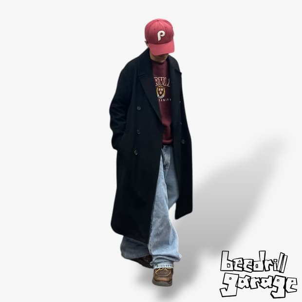 인사일런스 울 캐시미어 블렌드 오버핏 더블 코트