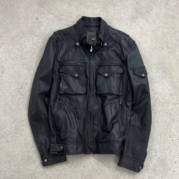 톰보이 램스킨 투포켓 하이넥 레더 자켓