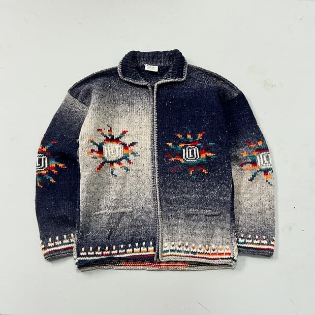 80s 에콰도르 핸드메이드 스웨터 집업 