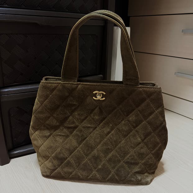 빈티지 샤넬 정품 7번대 스웨이드 토트백